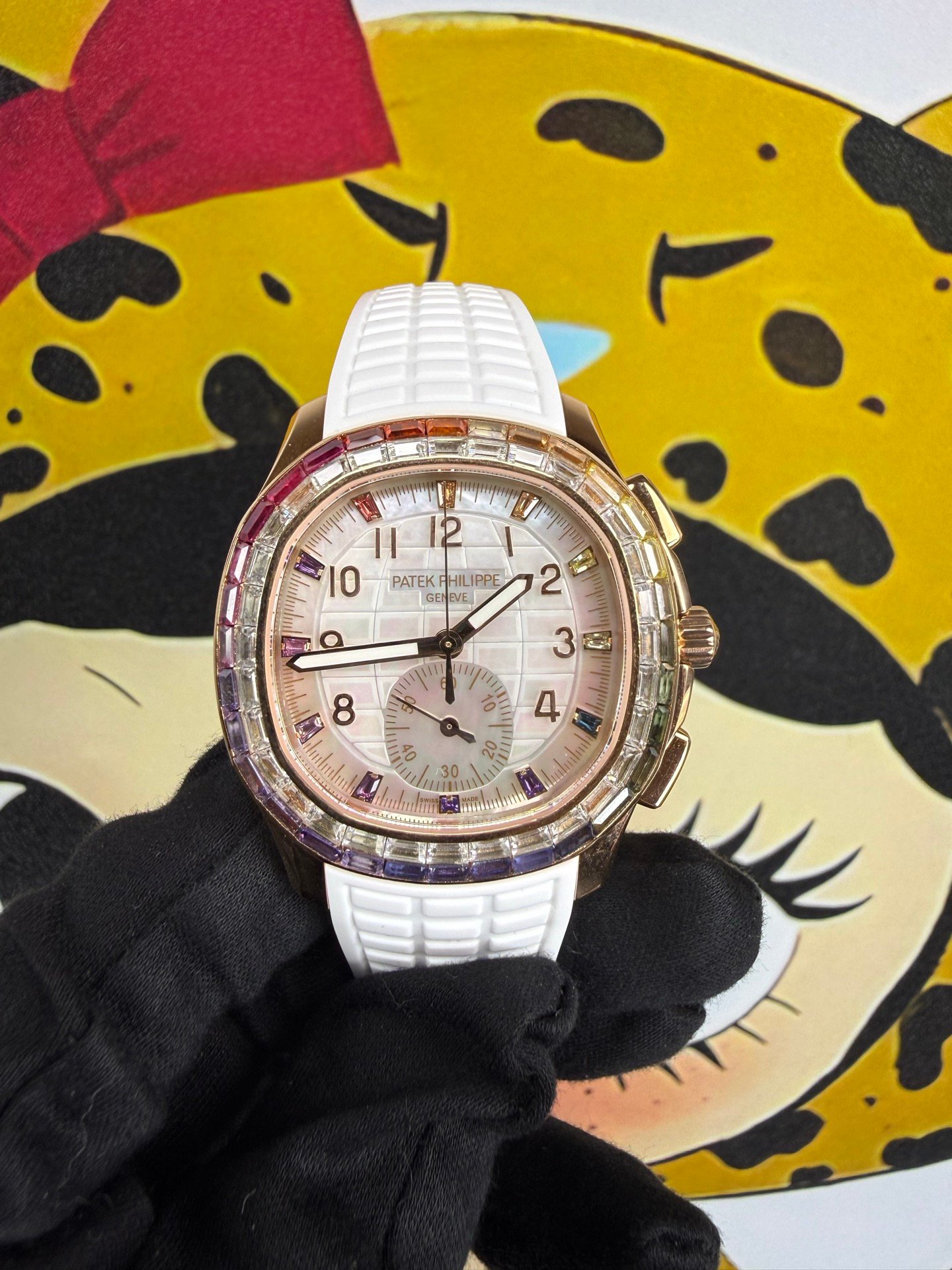 Patek Philippe Aquanaut Luce Rainbow Chronograph Rose Gold White Dial 39.9MM 7968/300R-001