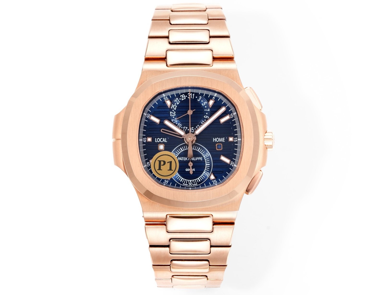 Patek Philippe Nautilus Rose Gold Travel Time Chronograph Blue Dial 40.5mm 5990/1R-001