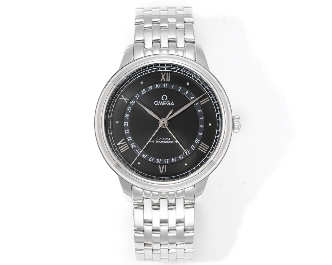 Omega De Ville Hour Vision Annual Calendar Stainless Steel Black Dial 42MM Steel Bracelet Ref. 431.10.41.22.01.001