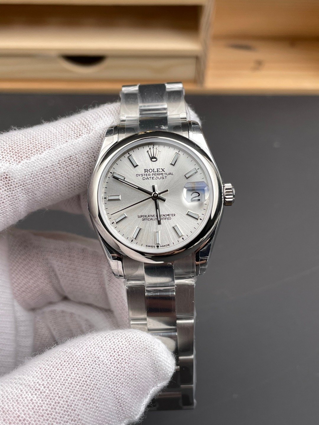 Rolex Datejust Stainless Steel Smooth Bezel Silver Dial Oyster 31MM 278240-0005