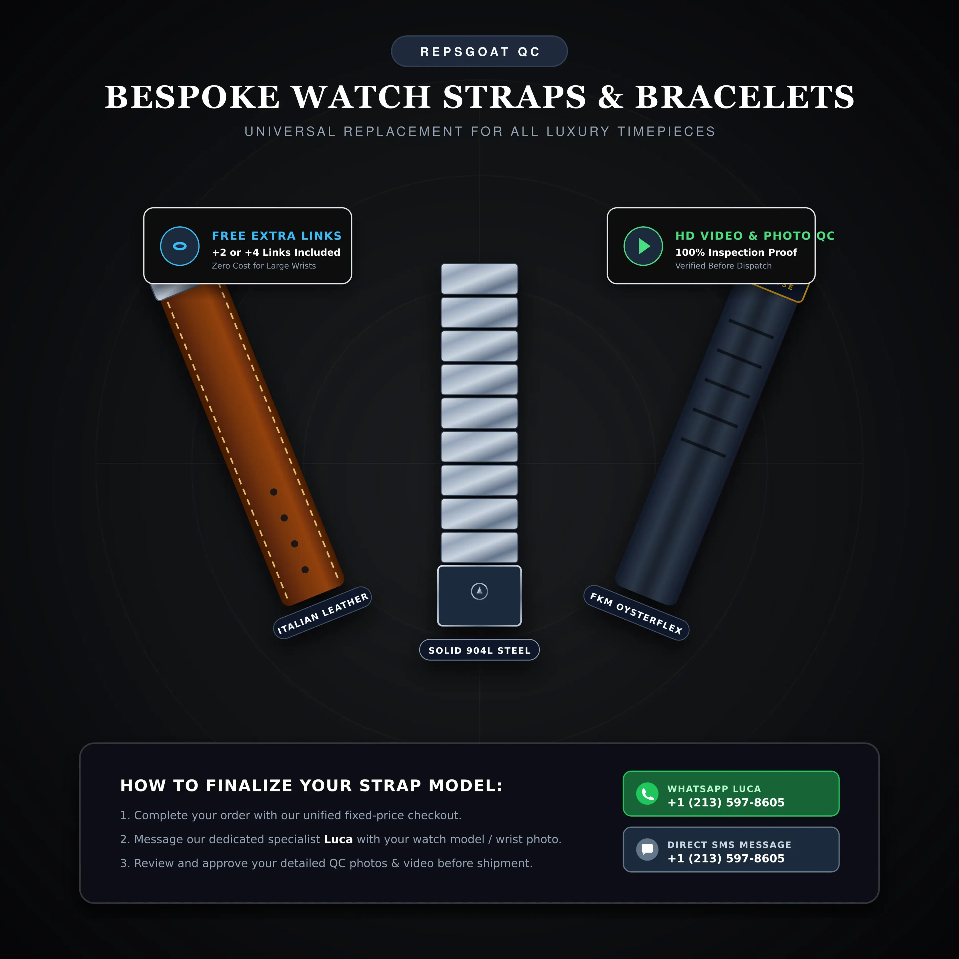 Extra bands Custom Replacement Watch Straps & Any Metal Bracelets