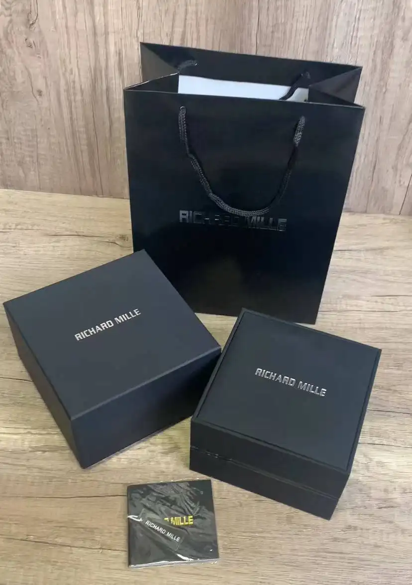 Richard Mille Black Watch Box with Booklet, Document & Tote Bag Set