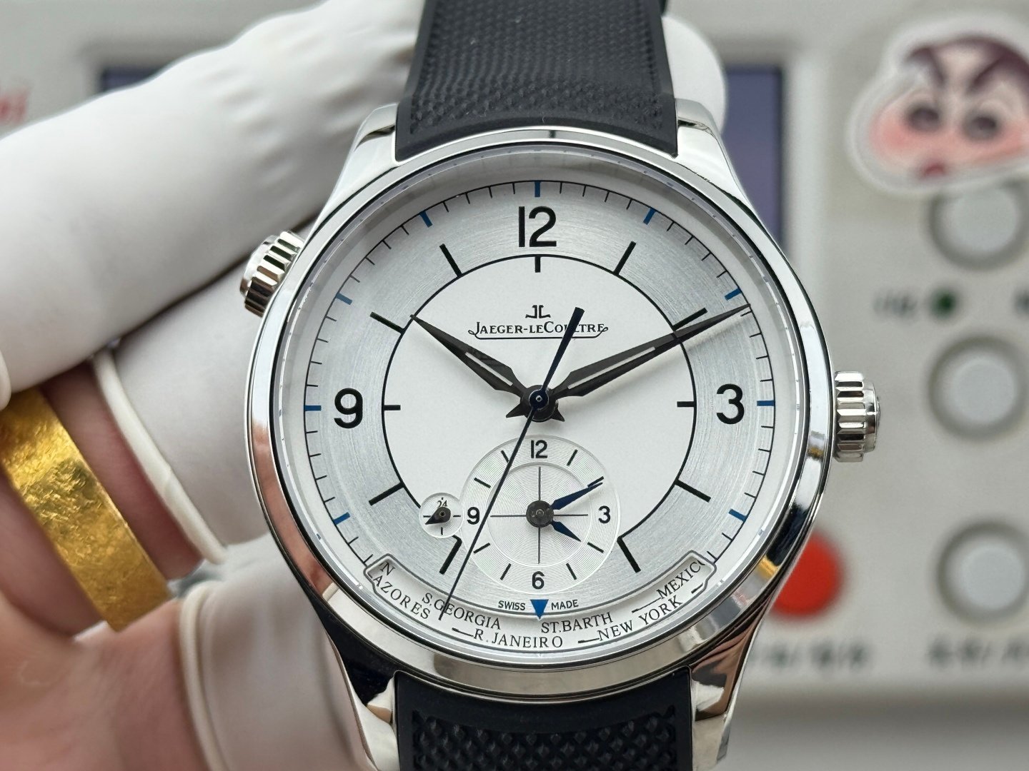 Jaeger-LeCoultre Master Geographic Stainless Steel Silver Dial Rubber Strap 42MM REF.Q1428480