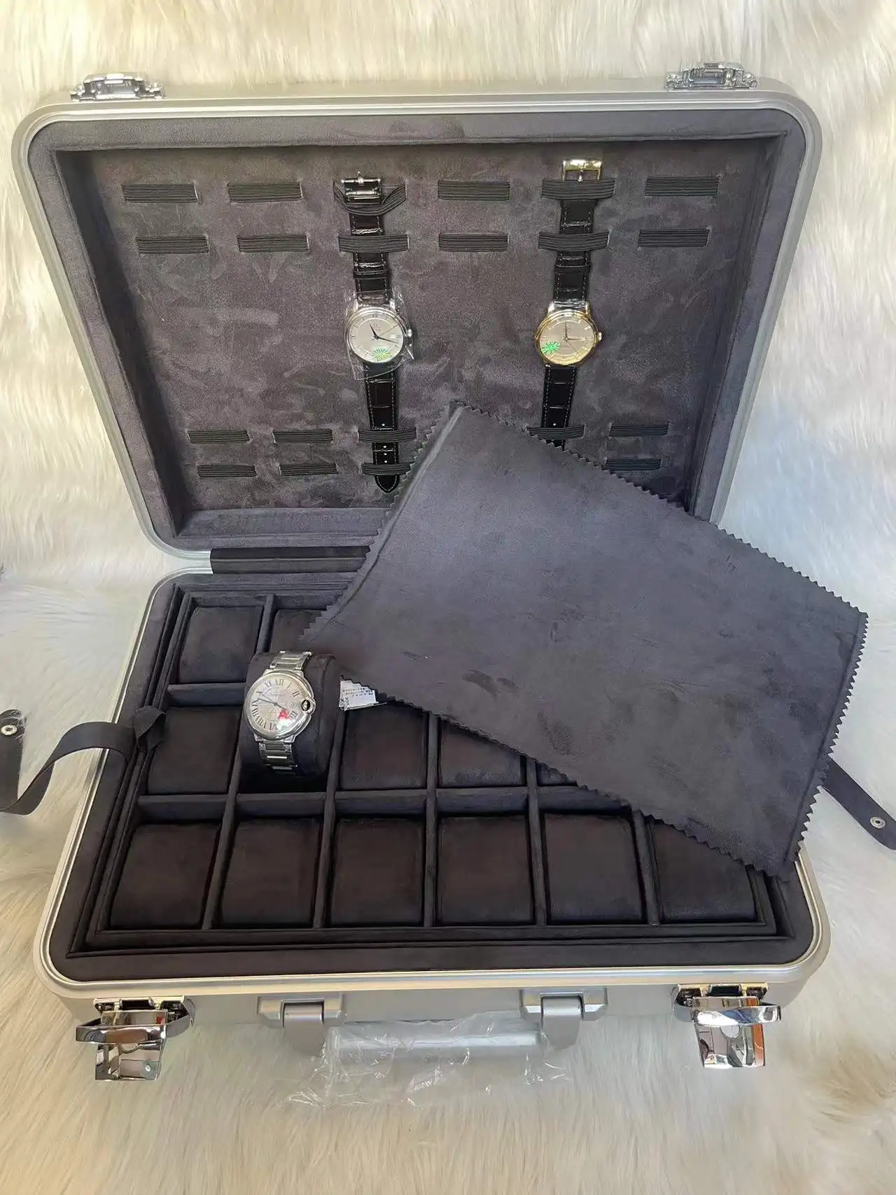 Replacement Luxury Aluminum Travel Watch Case Multi-Watch Carrying Storage Trunk