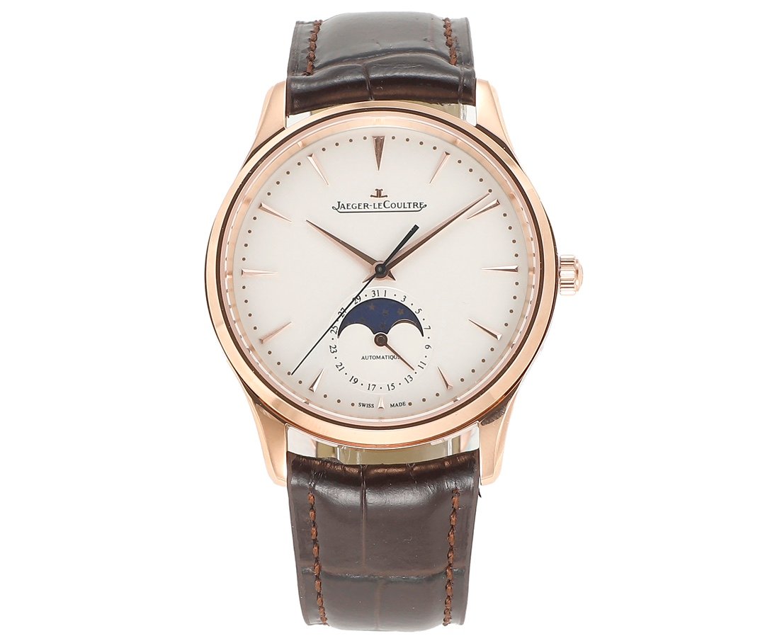 Jaeger-LeCoultre Master Ultra Thin Moon Rose Gold White Dial Brown Leather Strap 39MM Q1362520