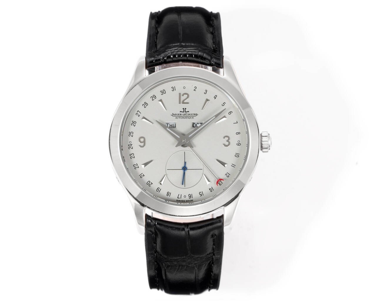 Jaeger-LeCoultre Master Calendar Stainless Steel Silver Dial Black Leather Strap 39MM Q1558420
