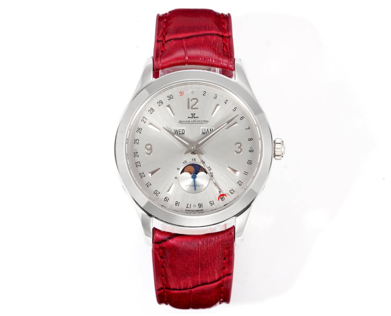 Jaeger-LeCoultre Master Control Triple Calendar Stainless Steel Silver Dial Leather Strap 39MM Q143842A