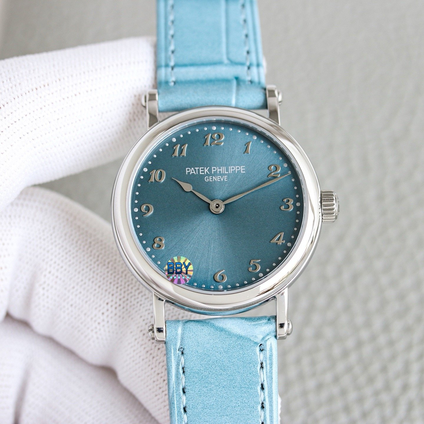 Patek Philippe Calatrava White Gold Blue Dial Blue Leather Strap 34.6MM REF. 7200/50G-012