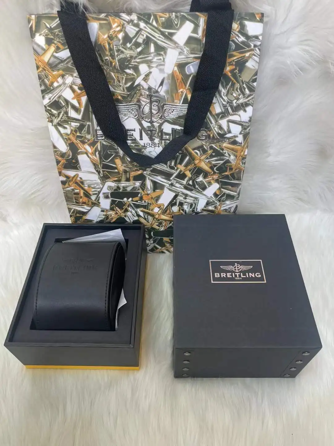 Breitling Leather Travel Watch Roll & Presentation Storage Box Gift Set